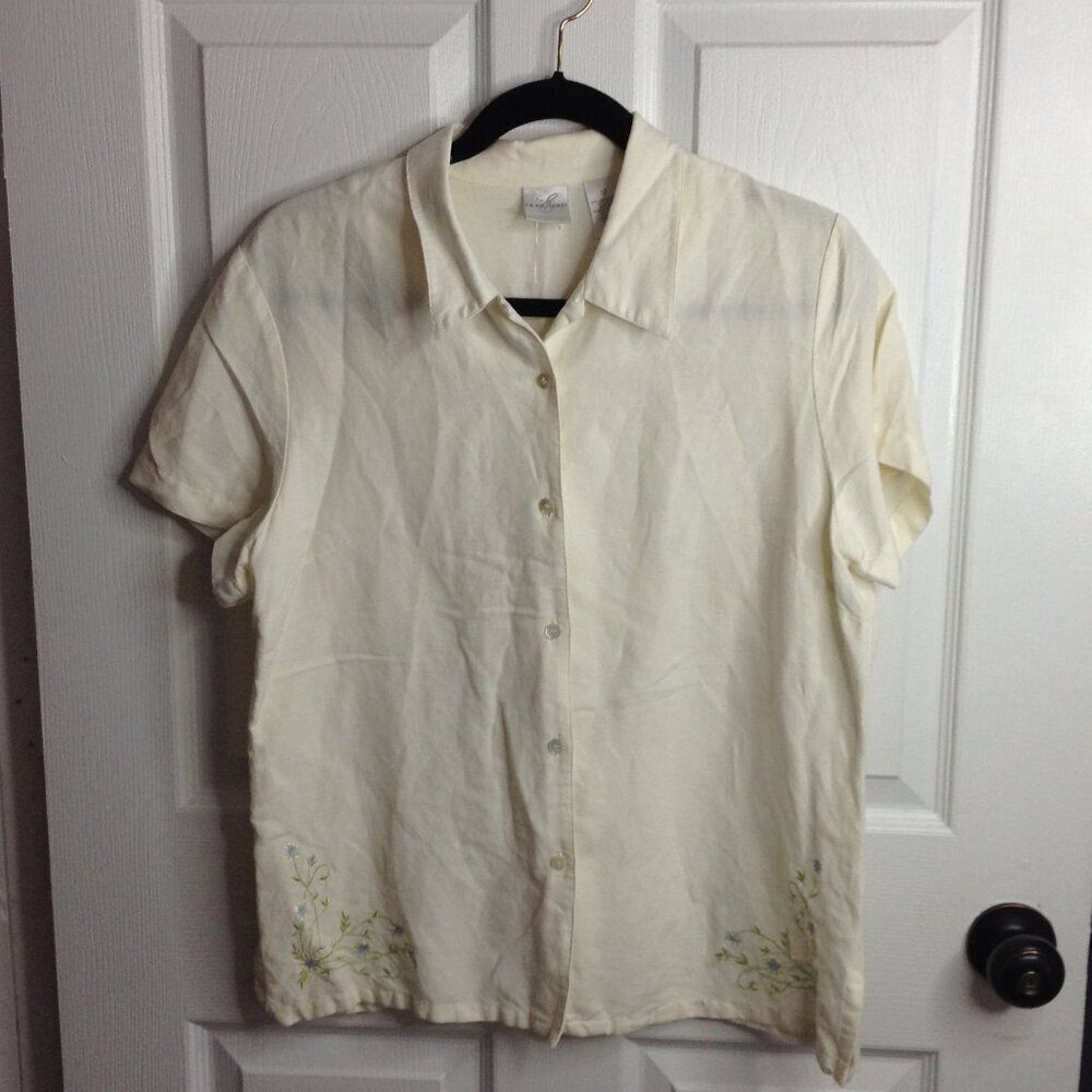 VTG Emma James (Liz Claiborne) "12" Linen Rayon Blend, with Embroidered flowers